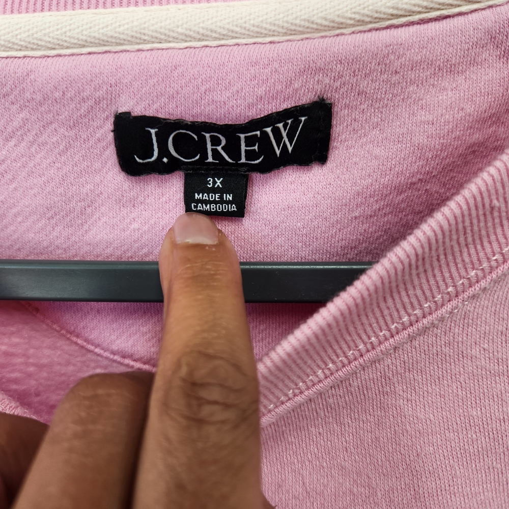 Plus Size J. Crew Pink Button-Shoulder Sweatshirt - Picture 4 of 4